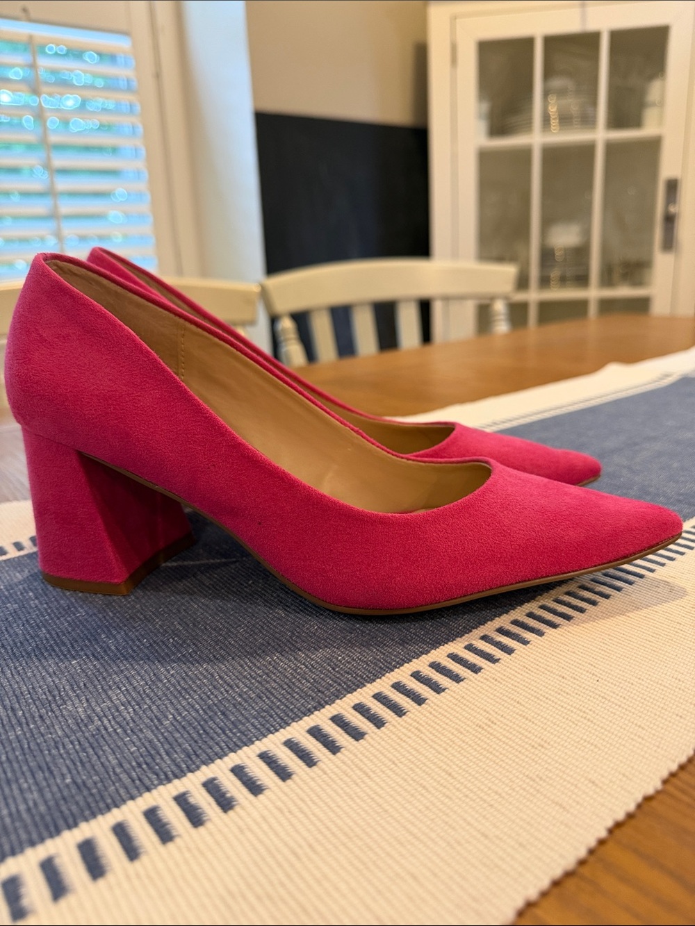 Charles By Charles David Bright Pink Block Heel Pumps